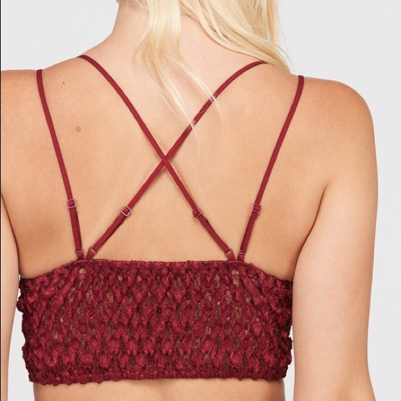 Burgundy Double Strap Lace Bralette - Picture 2 of 3